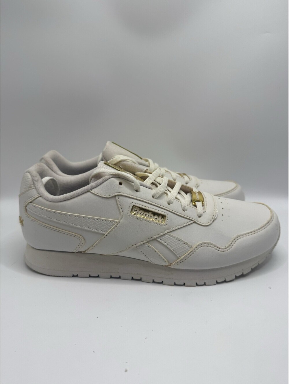 Reebok Women's White Gold Accent Running Shoes Size 10 Wide Leather